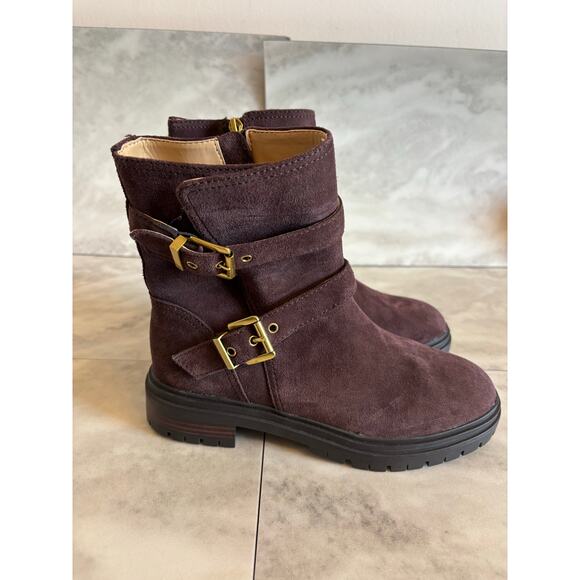 Ann Taylor Weekend Collection Buckle Suede Bootie Brown Size 6 NWOB Side Zip - Picture 1 of 7